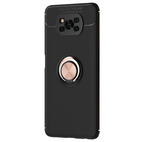 CaseUp Xiaomi Poco X3 NFC Kılıf Finger Ring Holder Siyah Rosegold 2
